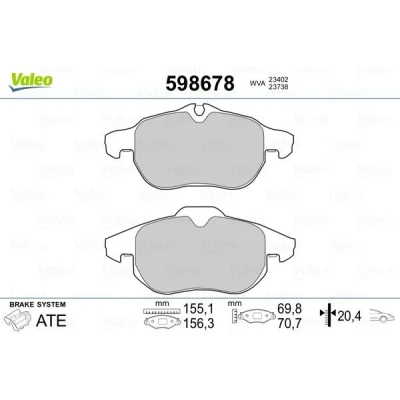 Bilde av VALEO 598678 Bremseklosser framaksel ekskl. slitasjevarselkontakt uten antiskrike blikk OPEL: Vectra C Caravan, Zafira B, Corsa D Hatchback