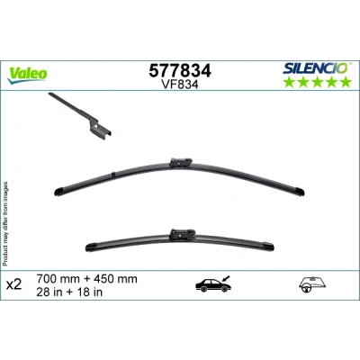 Bilde av Vindusvisker Valeo 577834 foran Flatt viskeblad stiftfeste SKODA: Enyaq IV SUV, VOLKSWAGEN: ID.4, ID.5, AUDI: Q4 SUV