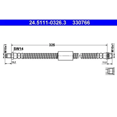 Bilde av ATE 24.5111 0326.3 Bremseslange 326 M10x1 OPEL: Movano A Minibuss, Van, RENAULT: MASTER 2 Kasten, Pritsche/Fahrgestell