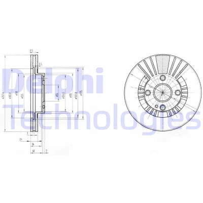 Bilde av DELPHI BG3509 Bremseskiver 258 24 4 ventilert oljet ubehandlet uten hjullager, ABS sensorring MAZDA: 323 F 6