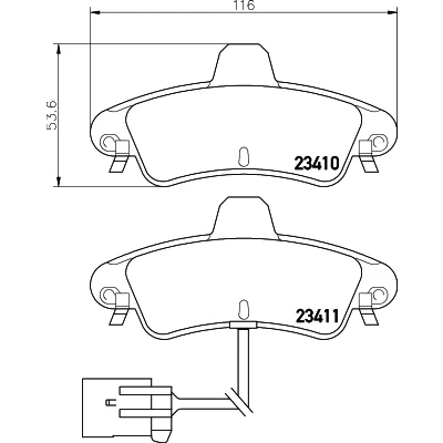 Bilde av HELLA 8DB 355 012 201 Bremseklosser med integrert slitasjevarselkontakt tilbehør FORD: MONDEO 1 Kombi, Cougar Coupé,