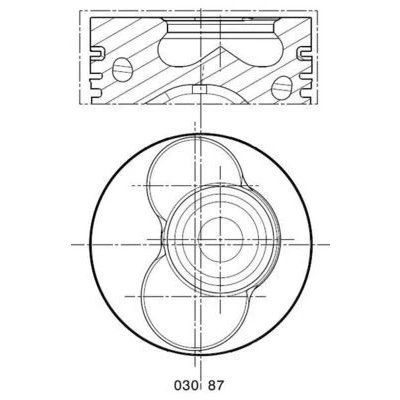Bilde av MAHLE ORIGINAL 030 87 02 Motorstempel 80,01 ved stengekran, pitmanarm til rattsporspak, for sylinder 3 4 med kolberingbærer, kjølekanal