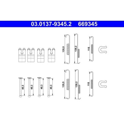 Bilde av ATE 03.0137 9345.2 Tilbehørsett, bremsesko TOYOTA: HILUX 3 Pick up