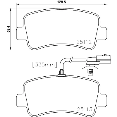 Bilde av HELLA 8DB 355 015 301 Bremseklosser med integrert slitasjevarselkontakt RENAULT: MASTER 3 Kasten, 3, Bus, OPEL: Movano B Minibuss