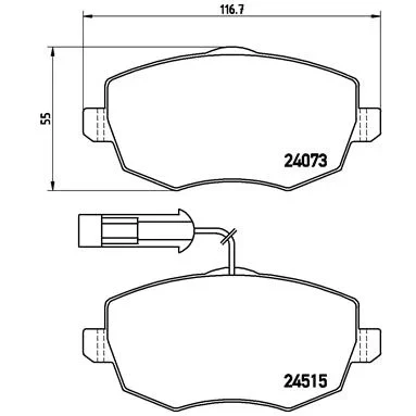 Bilde av BREMBO P 23 127 Bremseklosser inkl. slitasjevarselkontakt med bremsecaliperskruer tilbehør