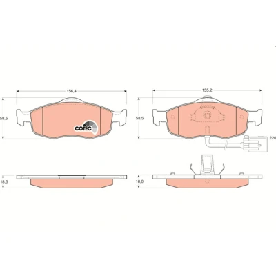 Bilde av TRW COTEC GDB1108 Bremseklosser inkl. slitasjevarselkontakt FORD: MONDEO 1 Kombi, Transit Mk4 Minibuss, Cougar Coupé