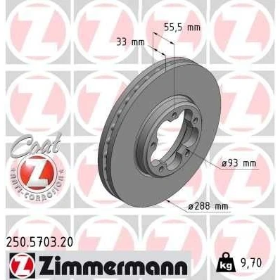 Bilde av ZIMMERMANN 250.5703.20 Bremseskiver 288 33 5/5 5 116 innvendig ventilert belagt FORD: Transit V363 Van, Flatvogn lastebil / Chassis