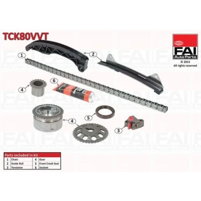 Bilde av FAI AutoParts TCK80VVT Registerkjedesett med tetning, tannhjul simplex, Boltkjede TOYOTA: Yaris II Hatchback, Aygo