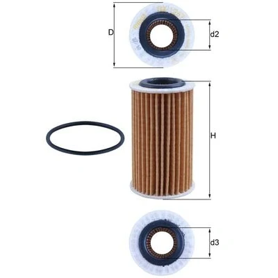 Bilde av MAHLE ORIGINAL OX 1267D Oljefilter Filterinnsats FORD: Transit Connect V408 Van, Mk2 Stasjonsvogn, Focus Mk4 Turnier