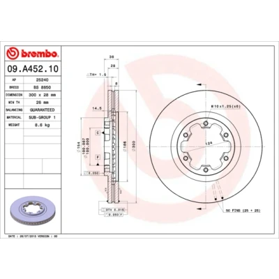 Bilde av BREMBO 09.A452.10 Bremseskiver 300 28 6 innvendig ventilert NISSAN: Navara Pick up