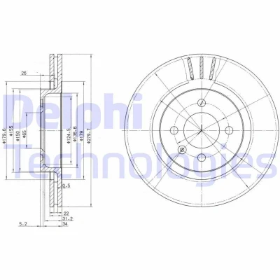 Bilde av DELPHI BG2712 Bremseskiver 280 22 4 ventilert oljet ubehandlet uten hjullager, ABS sensorring VOLKSWAGEN: GOLF 2, Passat B3/B4 Stasjonsvogn