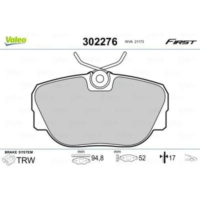 Bilde av VALEO 302276 Bremseklosser framaksel ekskl. slitasjevarselkontakt uten antiskrike blikk BMW: 3 Sedan, Cabrio, Touring