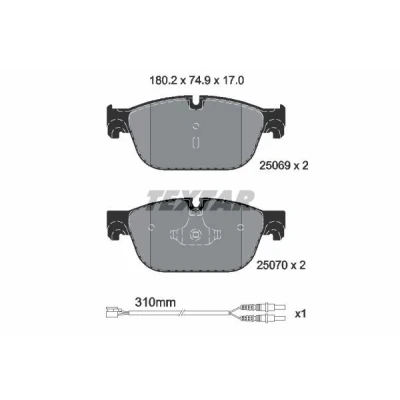 Bilde av TEXTAR 2506901 Bremseklosser inkl. slitasjevarselkontakt PEUGEOT: 508 I SW, 308 Hatchback, 407 CITROËN: C5 III Stasjonsvogn, DS5 3