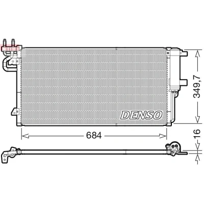 Bilde av DENSO DCN10045 Kondensator med tørker R 134a FORD: C Max 2, FOCUS 3 Turnier