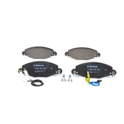 Bilde av BOSCH 0 986 424 581 Bremseklosser Low Metallic inkl. slitasjevarselkontakt med antihyle blikk, skruer tilbehør CITROËN: C5 I Stasjonsvogn