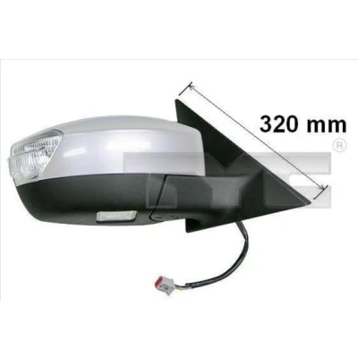 Bilde av Sidespeil Tyc 310 0125 høyre grunnet for elektrisk speiljustering, sammenleggbar, konveks, kan varmes opp FORD: S Max Mk1