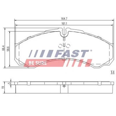 Bilde av FAST FT29121HD Bremseklosser bakaksel klargjort for slitasjeindikator IVECO: Daily 4 Kasten/Kombi, 6 , V Varebil / Stasjonsvogn