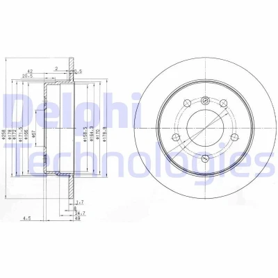 Bilde av DELPHI BG3710 Bremseskiver 258 8 5 fullt ut oljet ubehandlet uten hjullager, ABS sensorring MERCEDES BENZ: A Klasse, Vaneo