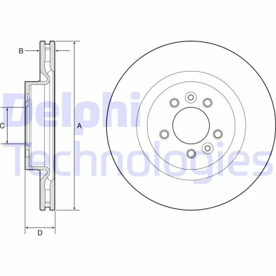 Bilde av DELPHI BG9204C Bremseskiver 360 30 5 ventilert belagt høy karbon uten hjullager, ABS sensorring LAND ROVER: Range Rover Sport, 4