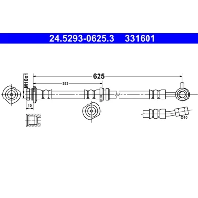 Bilde av ATE 24.5293 0625.3 Bremseslange 625 M10x1 NISSAN: Qashqai 2