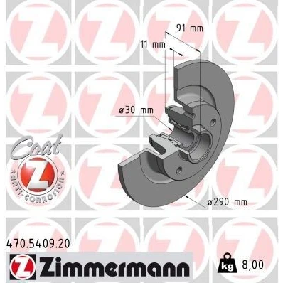 Bilde av ZIMMERMANN 470.5409.00 Bremseskiver 290 11 5/5 5 114 fullt ut med hjullager, ABS senorring RENAULT: Talisman Grandtour, Sedan