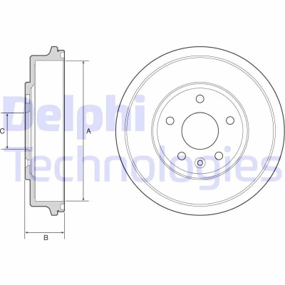Bilde av DELPHI BF556 Bremsetrommel uten ABS sensorring, hjullager, lager 274