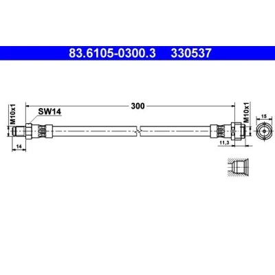 Bilde av ATE 83.6105 0300.3 Bremseslange 300 M10x1 MERCEDES BENZ: ML Klasse