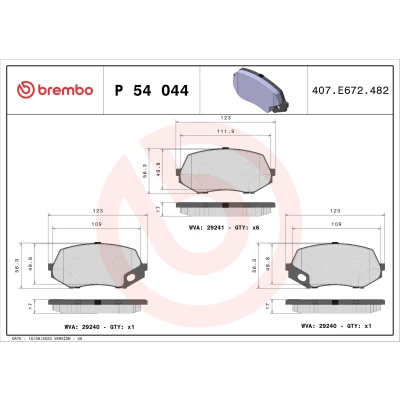 Bilde av BREMBO P 54 044 Bremseklosser klargjort for slitasjeindikator uten tilbehør MITSUBISHI: Canter 7.Generation