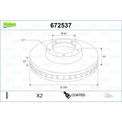 Bilde av VALEO 672537 Bremseskiver framaksel 294 22 4 ventilert belagt MINI: Hatchback, Clubman, Cabrio