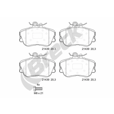Bilde av BRECK 21439 00 701 10 Bremseklosser klargjort for slitasjeindikator MERCEDES BENZ: C Klasse Sedan, T modell