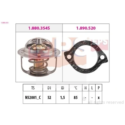Bilde av EPS 1.880.354 Termostat 85 52 Made in Italy OE Equivalent med tetning MAZDA: MX 5 2, 323 F 6, FORD: Ranger Mk2