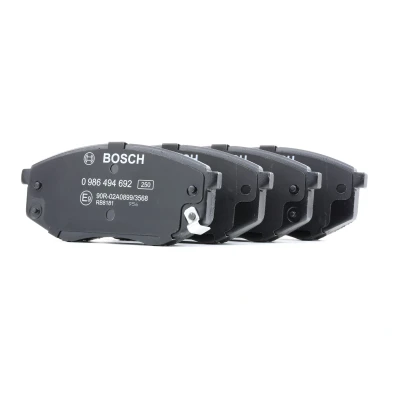 Bilde av BOSCH 0 986 494 692 Bremseklosser Low Metallic med akustisk slitasjevarsel antihyle blikk HYUNDAI: ix20, ix35, KIA: SOUL 2