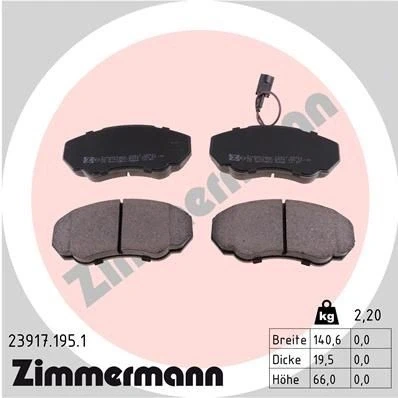 Bilde av ZIMMERMANN 23917.195.1 Bremseklosser inkl. slitasjevarselkontakt Bildet viser leveranseinnholdet FIAT: Ducato II Flatvogn lastebil/Chassis