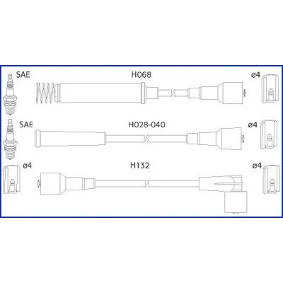 Bilde av HITACHI 134214 Pluggledninger OPEL: Vectra A CC, Calibra A, Sedan