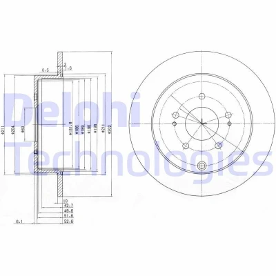 Bilde av DELPHI BG4035 Bremseskiver 302 10 5 fullt ut oljet ubehandlet uten hjullager, ABS sensorring MITSUBISHI: Grandis