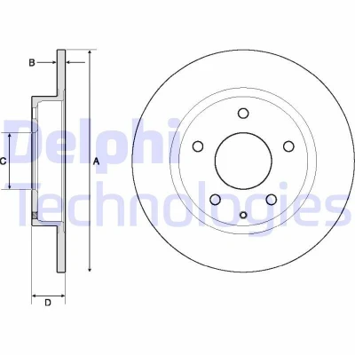 Bilde av DELPHI BG4707C Bremseskiver 265 9 5 fullt ut belagt ubehandlet uten hjullager, ABS sensorring MAZDA: 3 Hatchback, CX