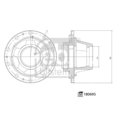 Bilde av FEBI BILSTEIN 180695 Hjulnav 335mm uten hjullager bakaksel