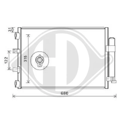 Bilde av DIEDERICHS DCC1644 Kondensator med tørker Climate 15,4 Aluminium R 134a FORD: FOCUS 3, C Max 2, 3 Turnier