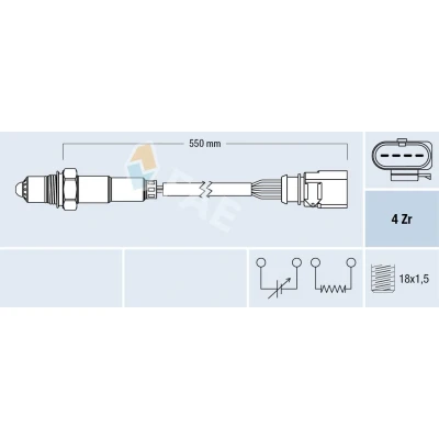 Bilde av FAE 77439 Lambdasonde oppvarmet svart VOLKSWAGEN: GOLF 5, 6, Polo IV Hatchback, AUDI: A3 Sportback, A4 B8 Avant, Q5, SKODA: Octavia II Hatchback