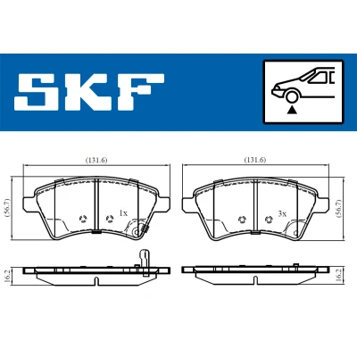 Bilde av SKF VKBP 80185 A Bremseklosser med akustisk slitasjevarsel SUZUKI: SX4 I Hatchback