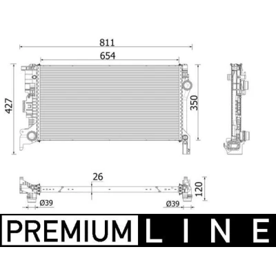 Bilde av MAHLE ORIGINAL CR 2335 000P Radiator 616,0 170,0 80,0 Kjøleribber loddet