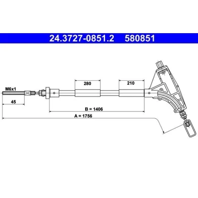 Bilde av ATE 24.3727 0851.2 Bremsekabel 1756 PEUGEOT: 406 Sedan