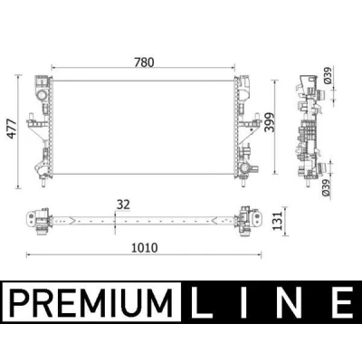 Bilde av MAHLE ORIGINAL CR 932 000P Radiator 780 399 32 Kjøleribber loddet