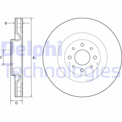 Bilde av DELPHI BG4566C Bremseskiver 305 28 4 ventilert belagt ubehandlet uten hjullager, ABS sensorring