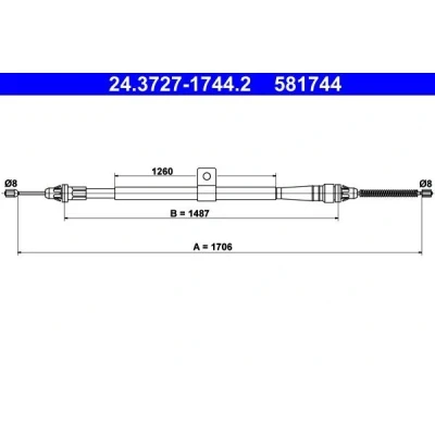Bilde av ATE 24.3727 1744.2 Bremsekabel 1706 NISSAN: Note I