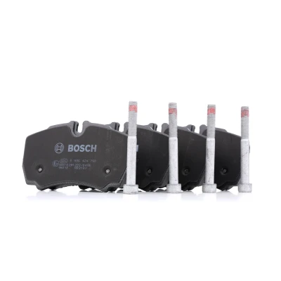 Bilde av BOSCH 0 986 424 750 Bremseklosser Low Metallic med antihyle blikk, skruer tilbehør FORD: Transit Mk6 Flatvogn lastebil/Chassis
