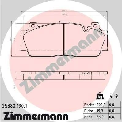Bilde av ZIMMERMANN 25380.190.1 Bremseklosser klargjort for slitasjeindikator Bildet viser leveranseinnholdet BMW: 5 Sedan, 2 Coupé, 6 Coupé