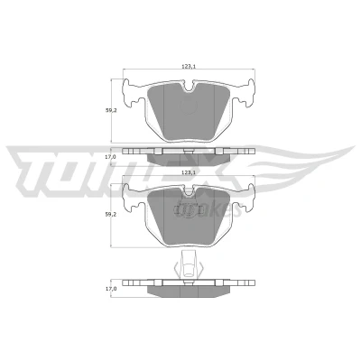 Bilde av TOMEX brakes TX 13 19 Bremseklosser bakaksel klargjort for slitasjeindikator BMW: X3, 3 Sedan, Touring, LAND ROVER: Range Rover