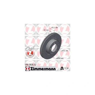 Bilde av ZIMMERMANN 590.2835.52 Bremseskiver 354 32 7/5 5 150 innvendig ventilert, hullet belagt TOYOTA: Land Cruiser 200