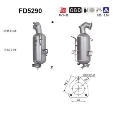 Bilde av AS FD5290 Partikkelfilter Euro 6 Cordierit OPEL: Insignia A Sports Tourer, Hatchback, Zafira C Tourer